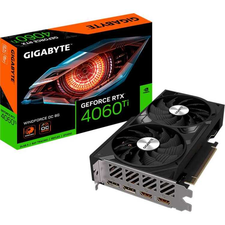 GIGABYTE GeForce RTX 4060 Ti WINDFORCE OC 8G grafische kaart 2x HDMI, 2x DisplayPort, DLSS 3