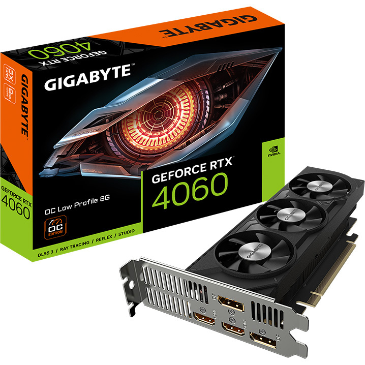 GIGABYTE GeForce RTX 4060 OC Low Profile 8G grafische kaart 2x HDMI, 2x DisplayPort, DLSS 3