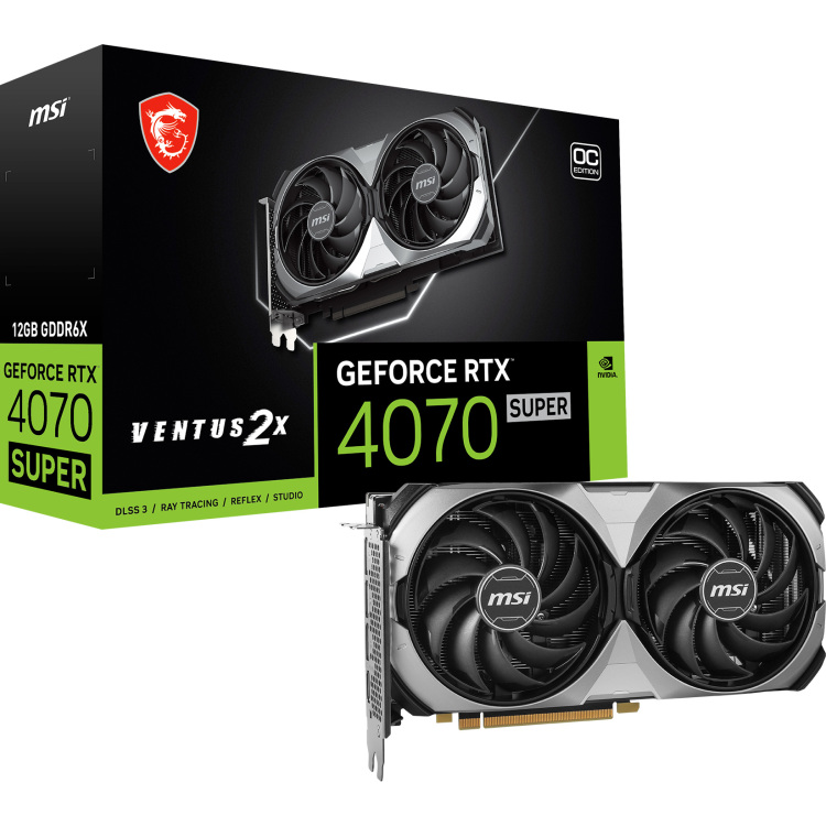 MSI GeForce RTX 4070 SUPER 12G VENTUS 2X OC grafische kaart 1x HDMI, 3x DisplayPort, DLSS 3