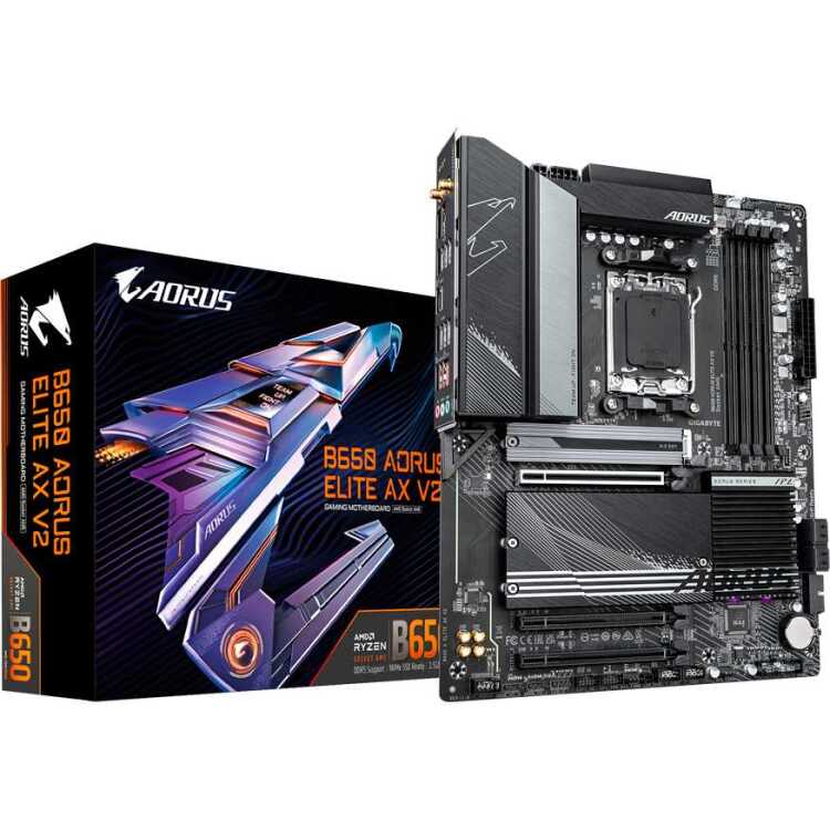 GIGABYTE B650 AORUS ELITE AX V2 moederbord RAID, 2.5 Gb-LAN, WLAN, BT, Sound, ATX