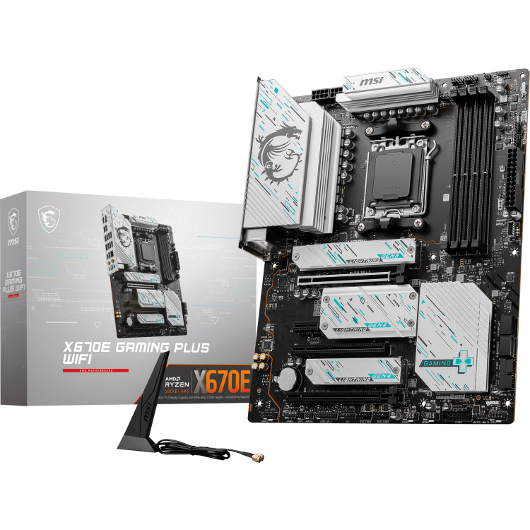 MSI X670E GAMING PLUS WIFI moederbord RAID, 2.5Gb-LAN, Wi-Fi 6E, BT, Sound, ATX