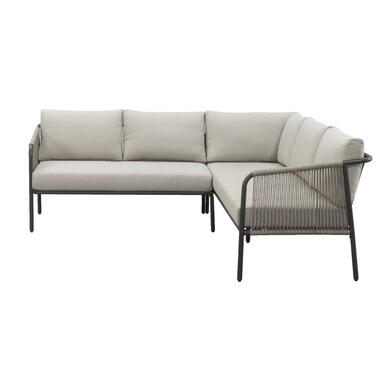 Hoekset Paris - wicker antraciet - kussens taupe - Leen Bakker