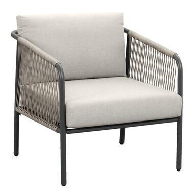 Loungefauteuil Paris - wicker/aluminium - kussens taupe - Leen Bakker