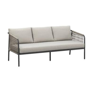 Loungebank Paris - wicker antraciet - kussens taupe - Leen Bakker