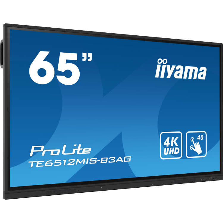 iiyama Prolite TE6512MIS-B3AG public display 4K UHD, Touch, WiFi, VGA, HDMI, USB-C, LAN, Audio