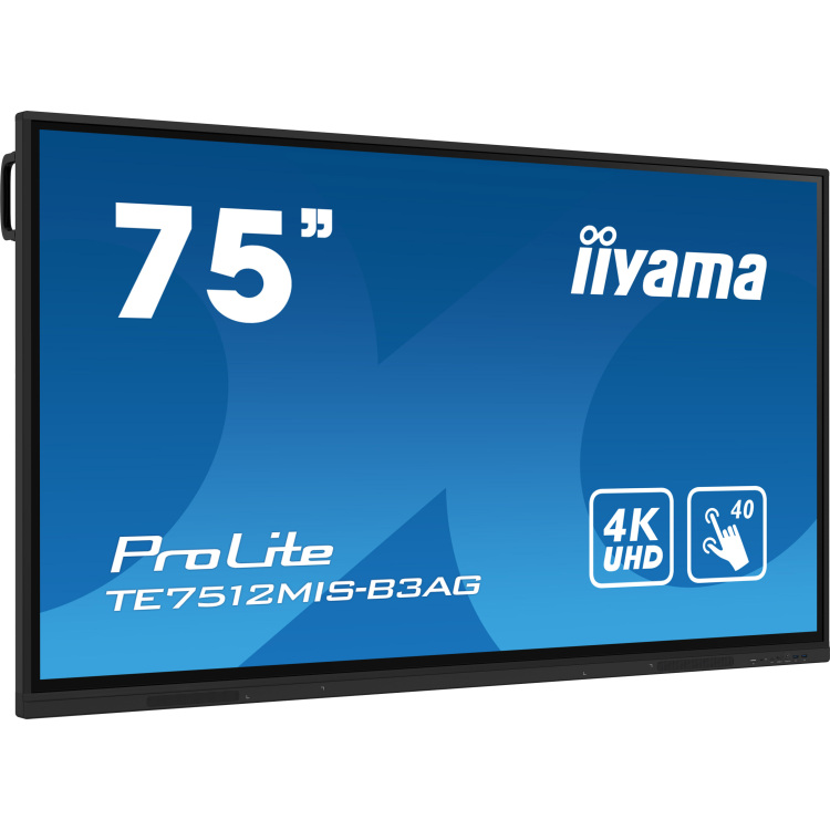 iiyama Prolite TE7512MIS-B3AG public display 4K UHD, Touch, WiFi, VGA, HDMI, USB-C, LAN, Audio