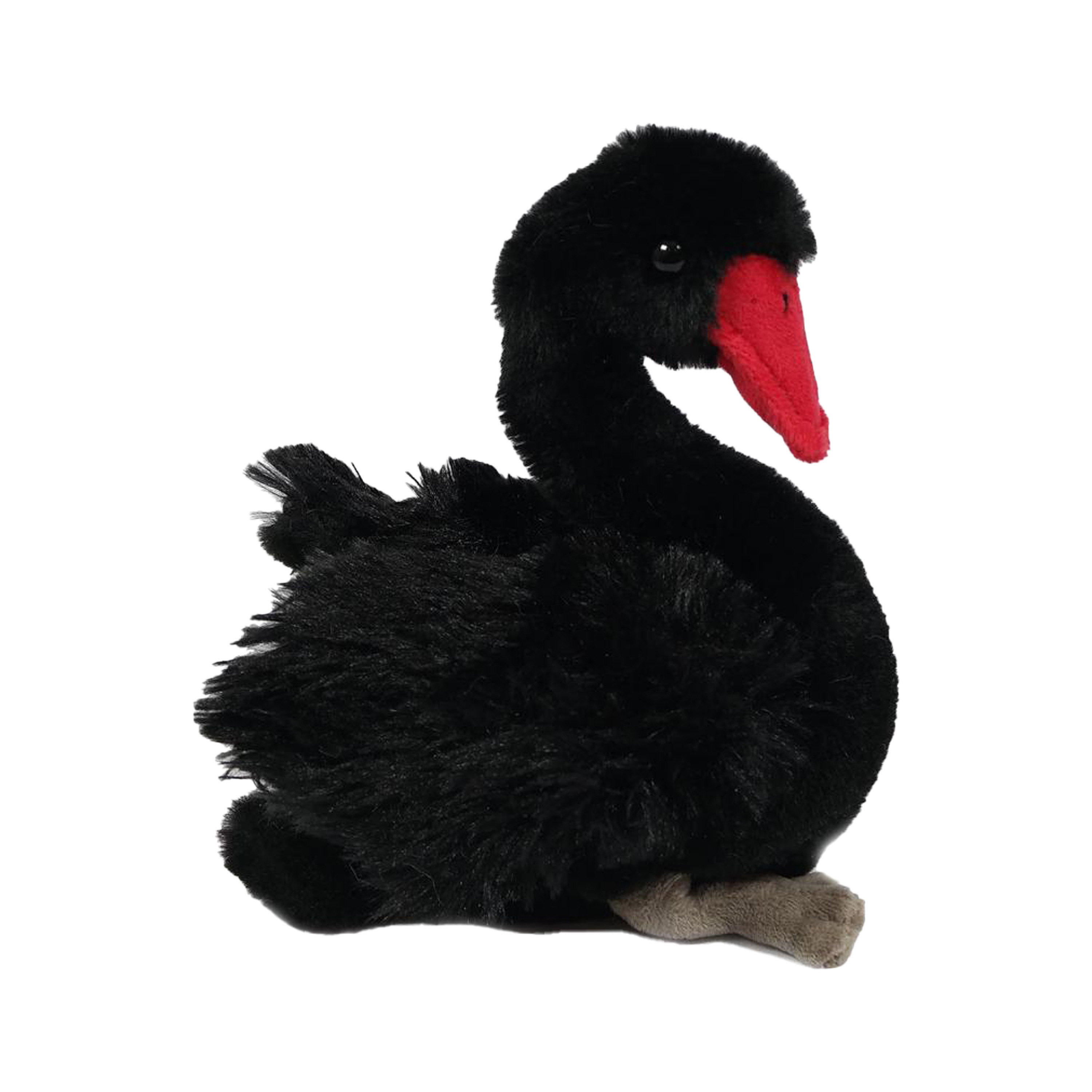 Knuffeldier Zwaan - zachte pluche stof - zwart - premium kwaliteit knuffels - Vogels - 18 cm -
