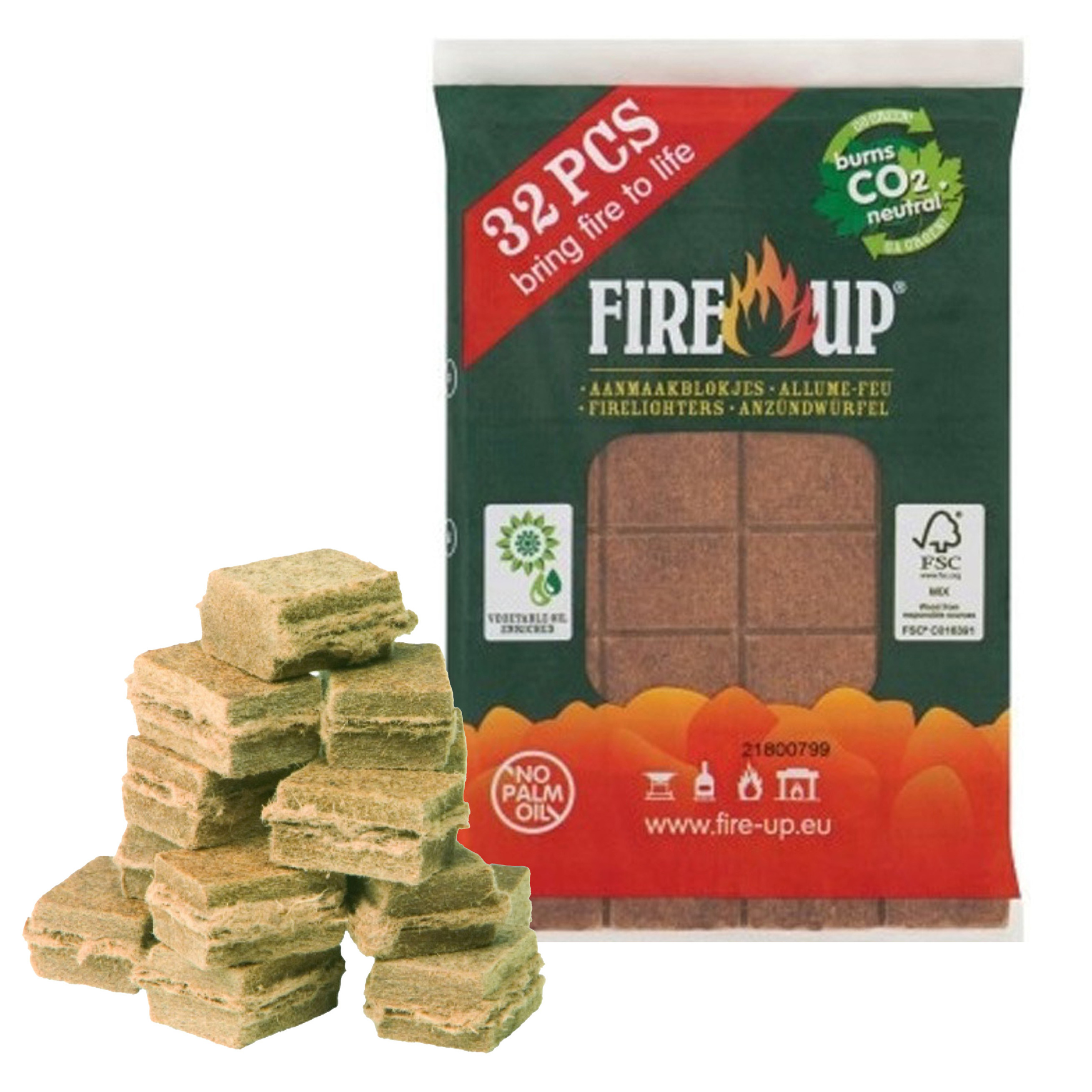 Fire-up Barbecue aanmaakblokjes - 64x - bruin - reukloos - niet giftig - BBQ -