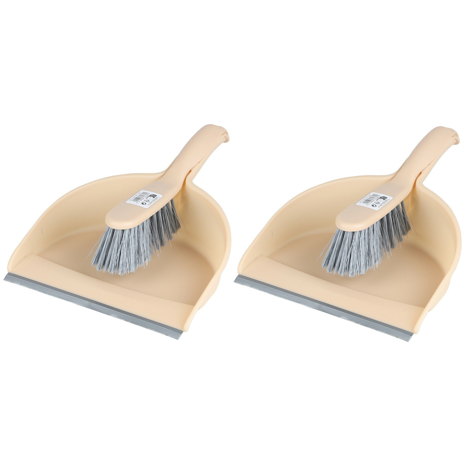 Stoffer en blik set - 2x - zalm roze - zachte borstel - kunststof - 32 x 22 cm -