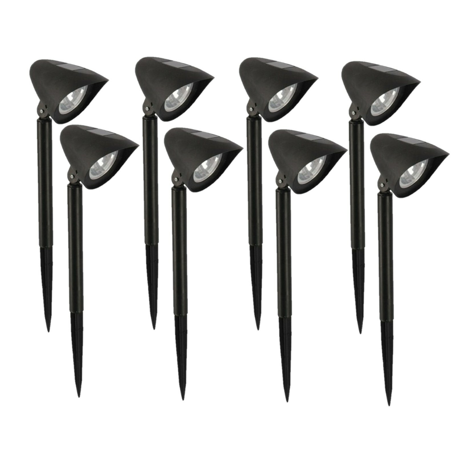 Gerimport - Solar tuinlamp - 8x - zwart - LED - oplaadbaar - H37cm -