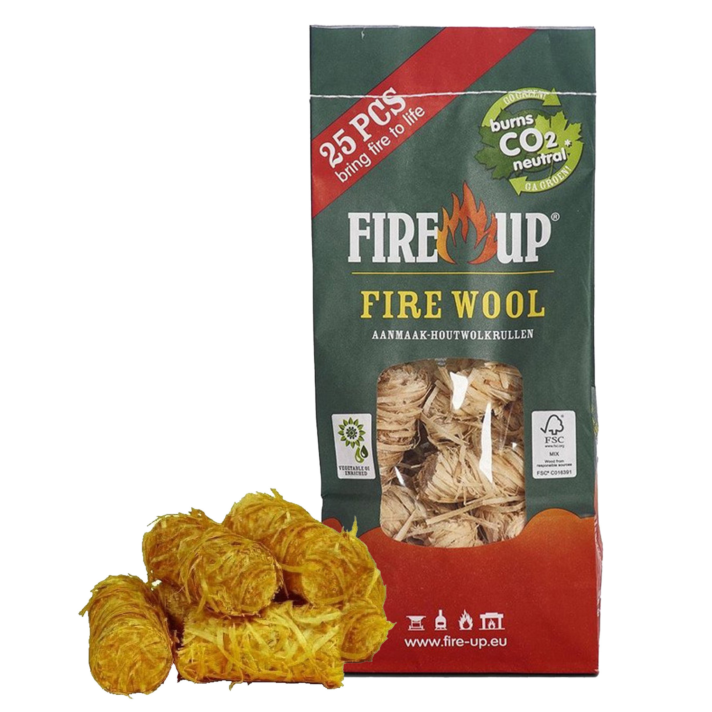 Fire-Up Barbecue aanmaak houtwolkrullen - 75x - reukloos - niet giftig -
