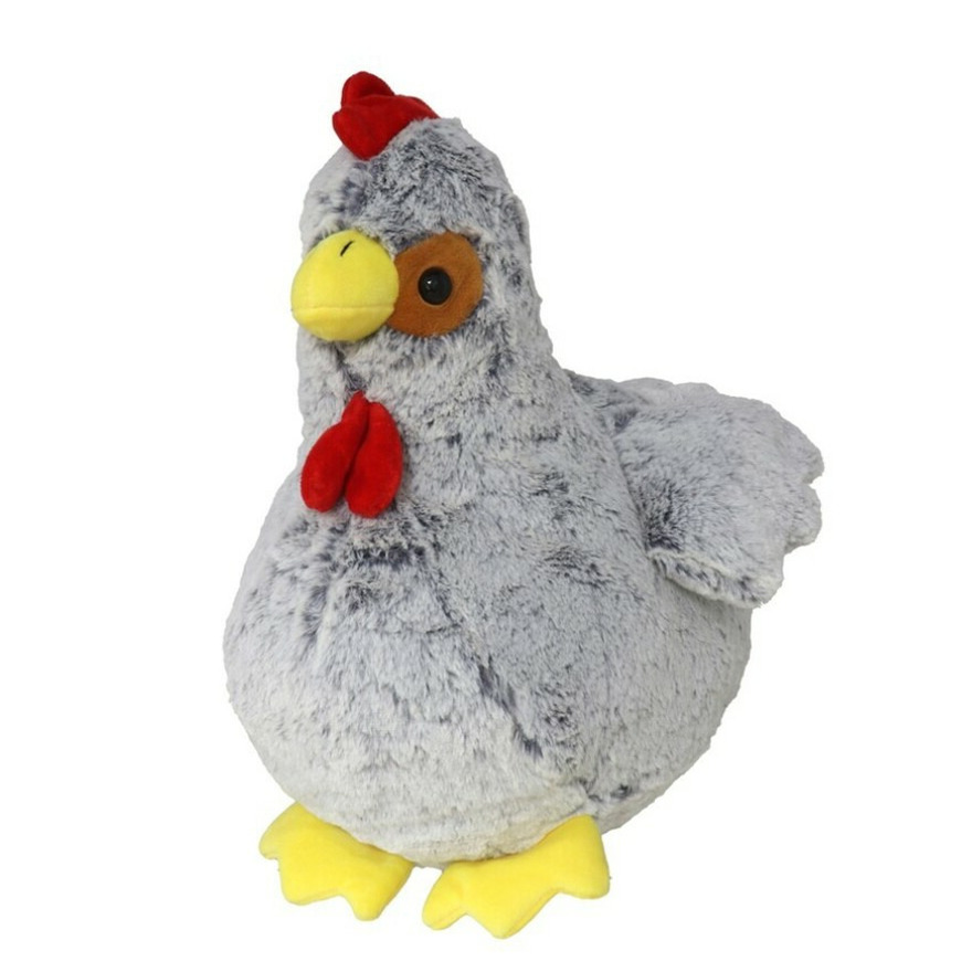 Pluche kip knuffel - 30 cm - grijs - boederijdieren kippen knuffels -