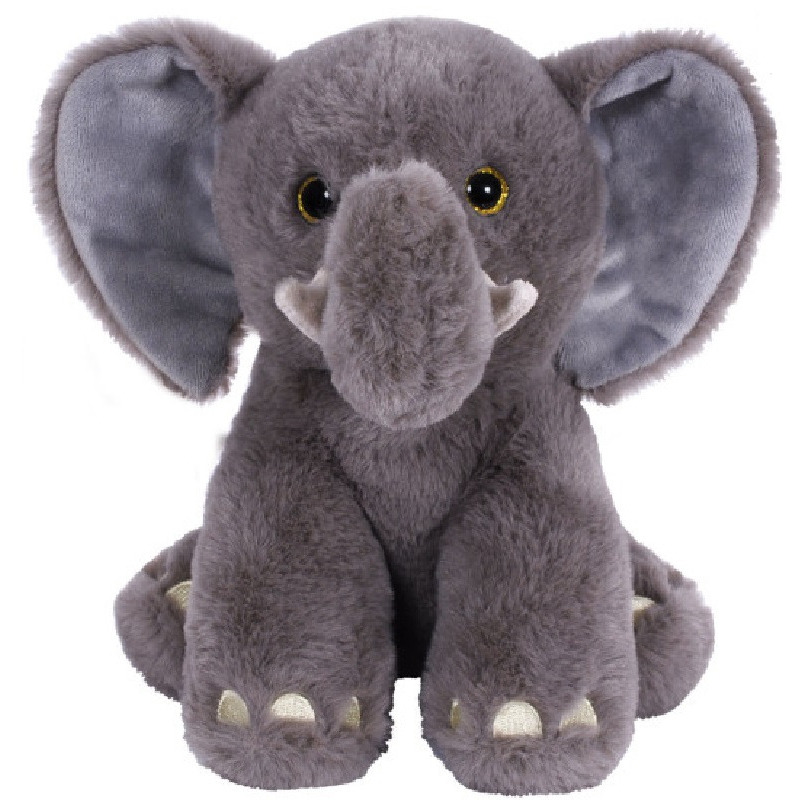 Knuffeldier Olifant Leo - zachte pluche stof - dieren knuffels - grijs - 23 cm -