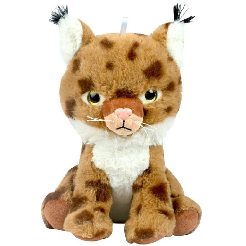 Knuffeldier Lynx Lonnie - zachte pluche stof - dieren knuffels - lichtbruin - 23 cm -