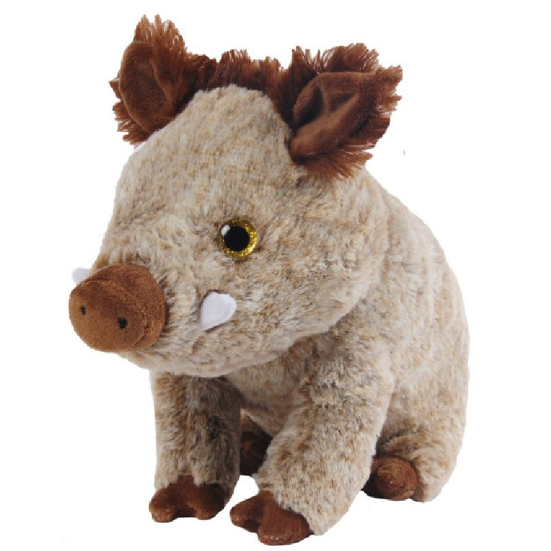 Knuffeldier Wild Zwijn Muddy - zachte pluche stof - dieren knuffels - grijsbruin - 25 cm -