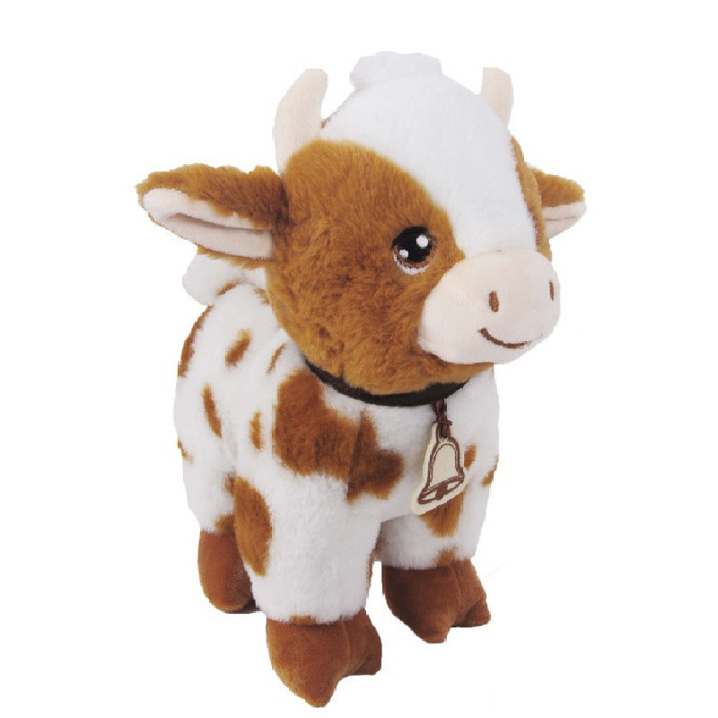 Knuffeldier Koe Trudy - zachte pluche stof - dieren knuffels - bruin/wit - 31 cm -