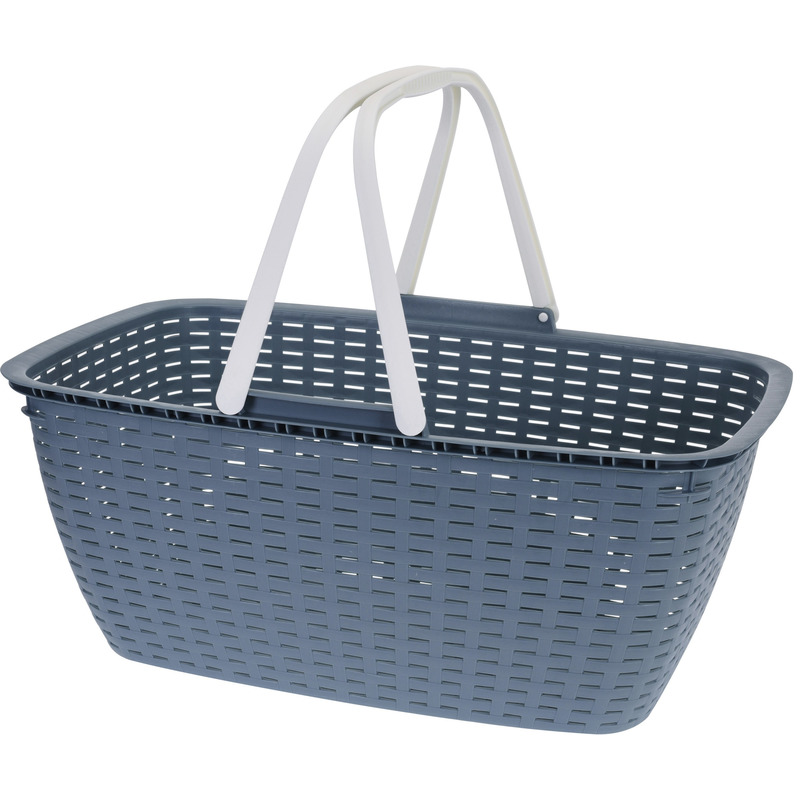 Wasmand met draag hengsel - donkerblauw - kunststof - 35 liter - 60 x 40 x 30 cm -