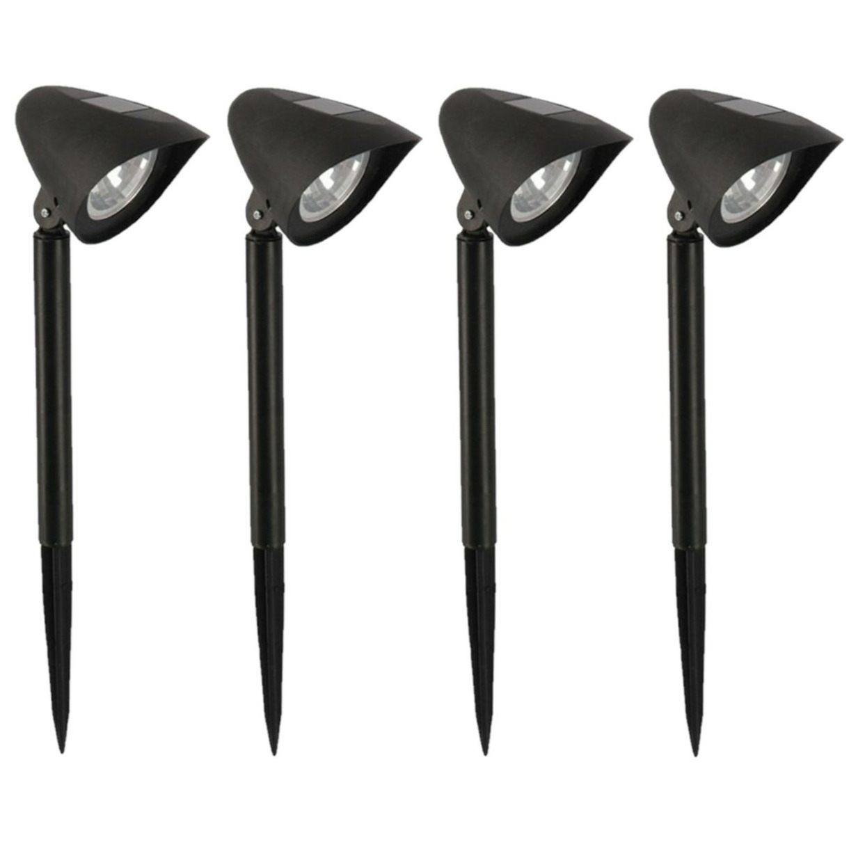 Gerimport - Solar tuinlamp - 4x - zwart - LED - oplaadbaar - H37cm -