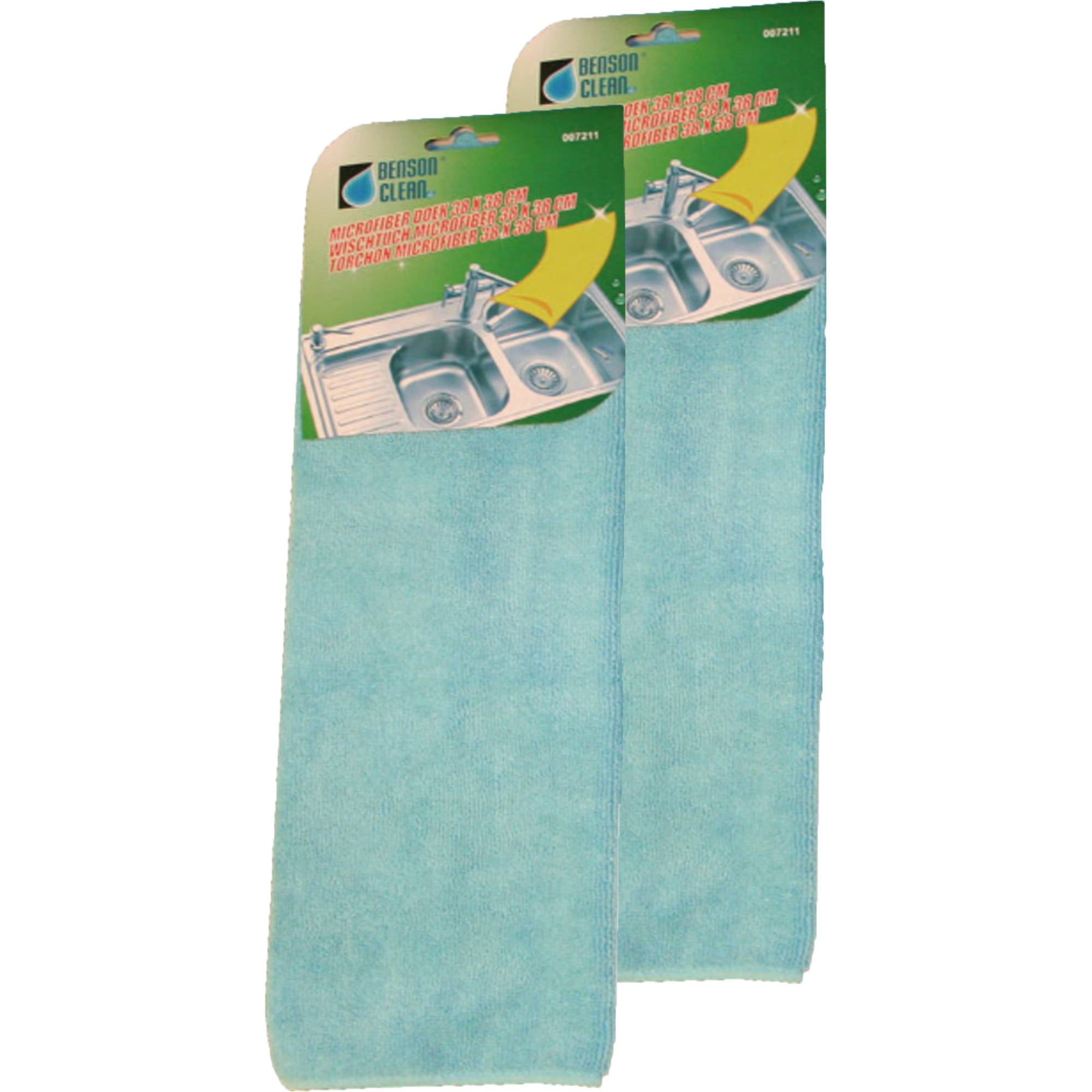 Microvezeldoek - 2x - 38 x 38 cm - blauw - schoonmaakdoek -