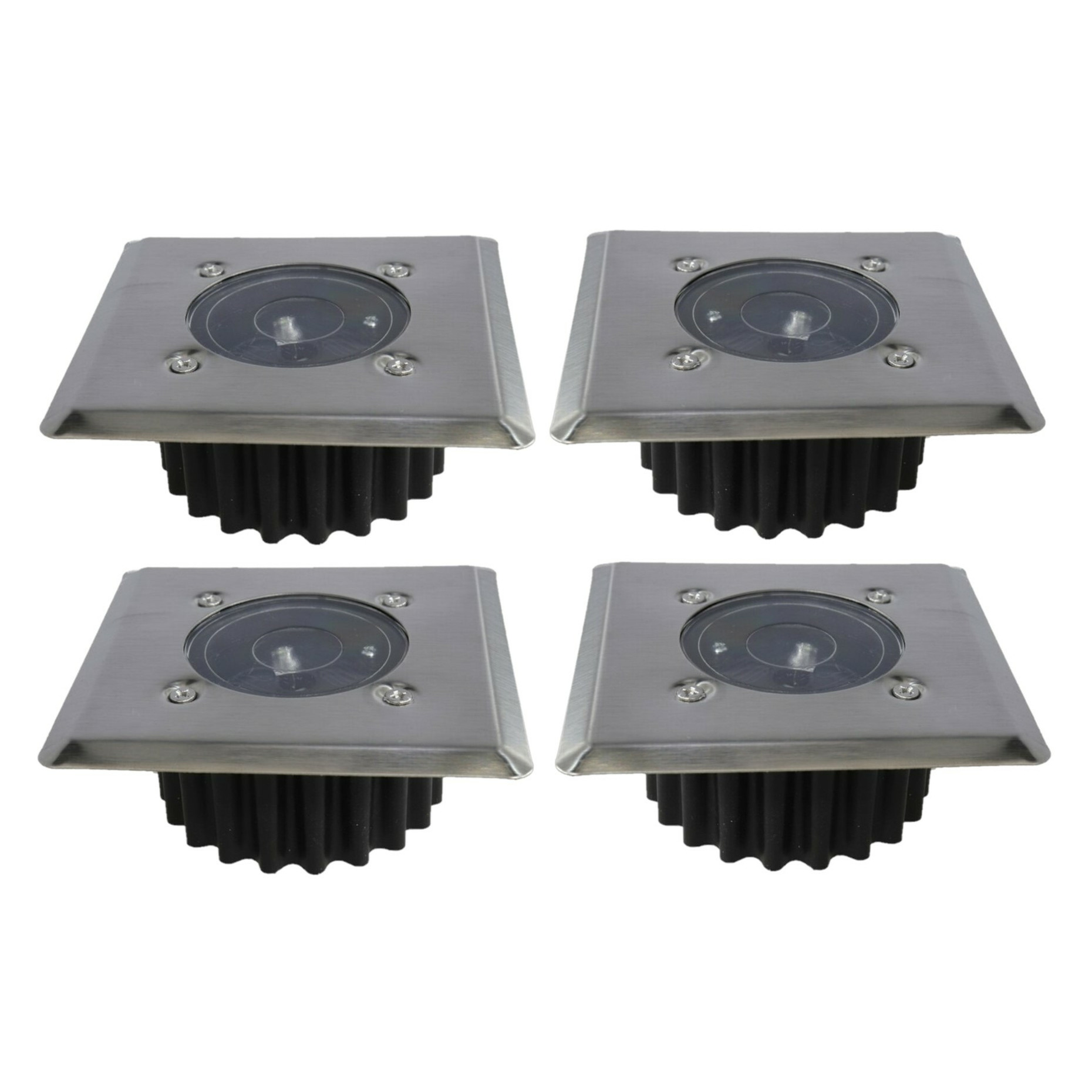Gerimport grondspot solar tuinverlichting - 8x - zilver/zwart - vierkant -