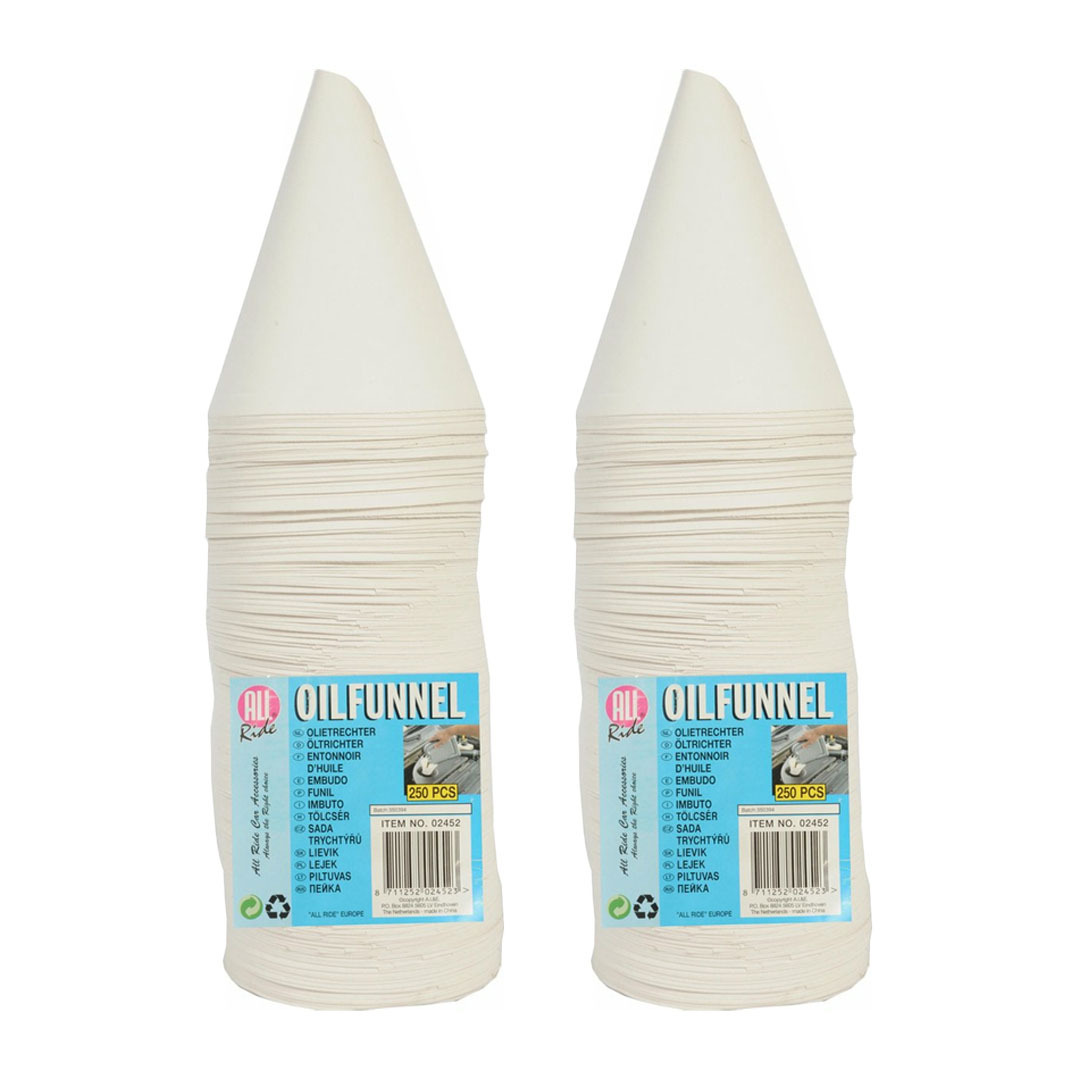Trechters - 2x - 250 Stuks - Opvouwbaar - Papier - Wegwerp - Olie bijvullen -