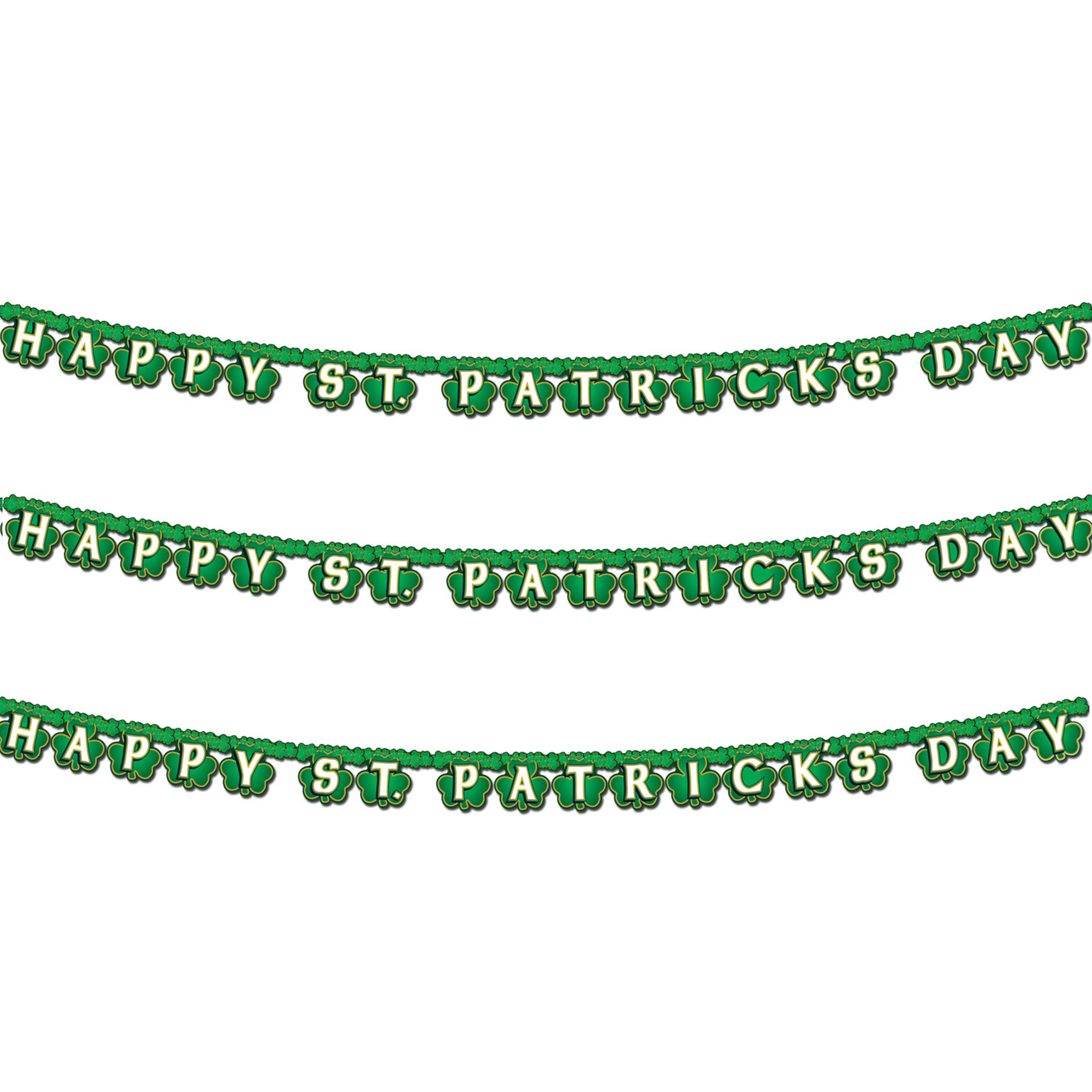 St. Patricks Day feestslinger - 3x - 205 x 11 cm - groen - van papier -