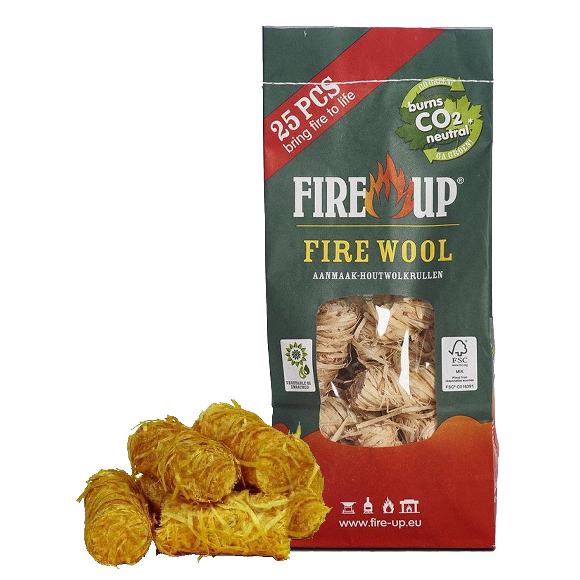 Fire-Up Barbecue aanmaak houtwolkrullen - 50x - reukloos - niet giftig -