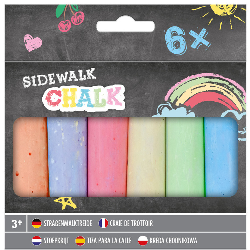 Stoepkrijt - 6 stuks - multi kleuren - L14 cm -