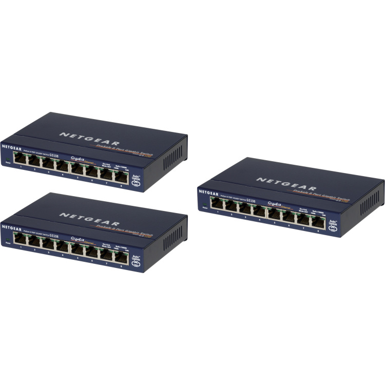 Netgear GS108GE, 3 pack switch