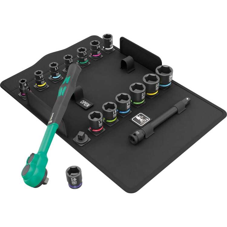 Wera 8100 SB 12 Zyklop Comfort ratelset gereedschapsset Omschakelpal, 3/8" aandrijving, metrisch, 16-delig