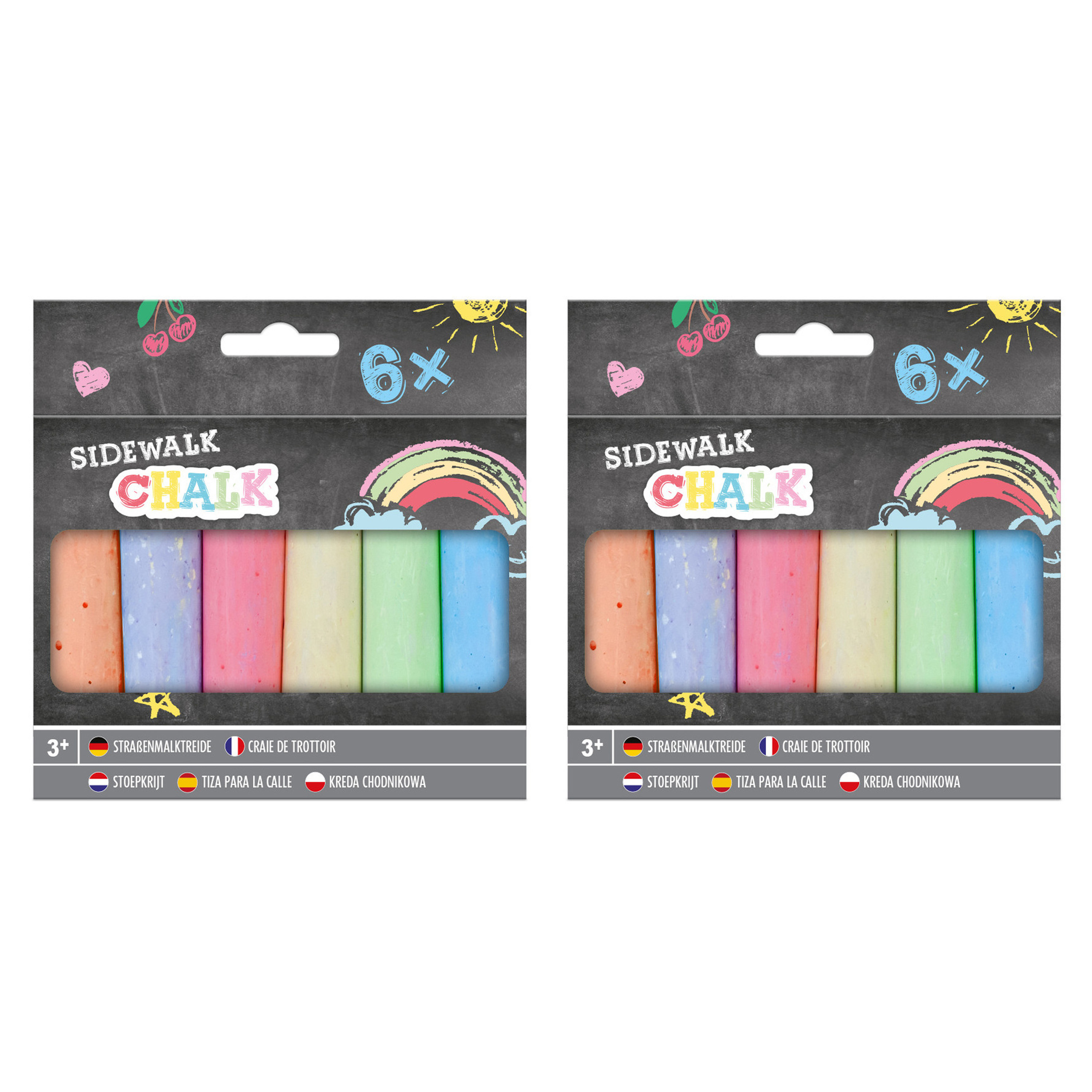 Stoepkrijt - 12 stuks - multi kleuren - L14 cm -
