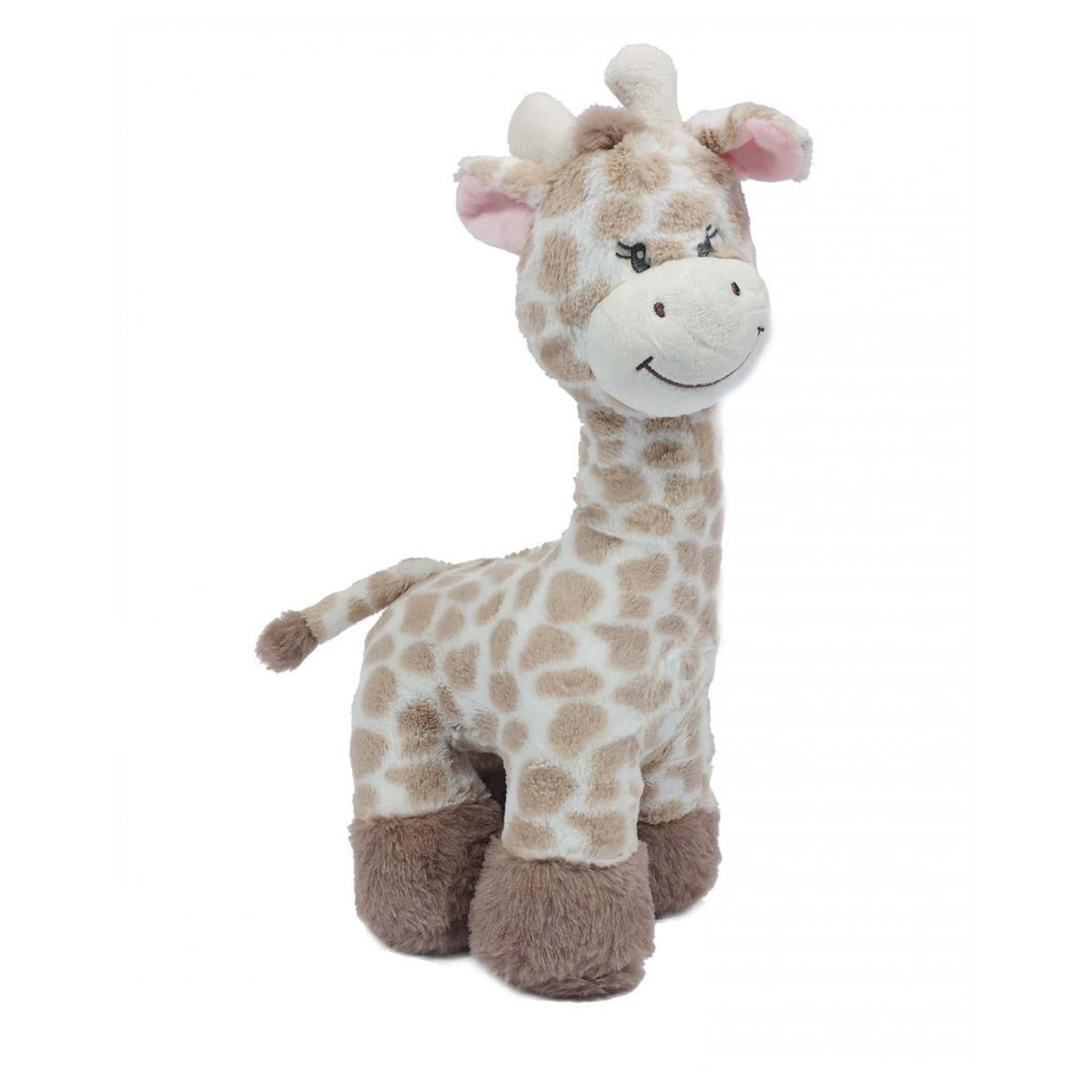 Knuffeldier Giraffe - zachte pluche stof - lichtbruin - kwaliteit knuffels - 36 cm - liggend -