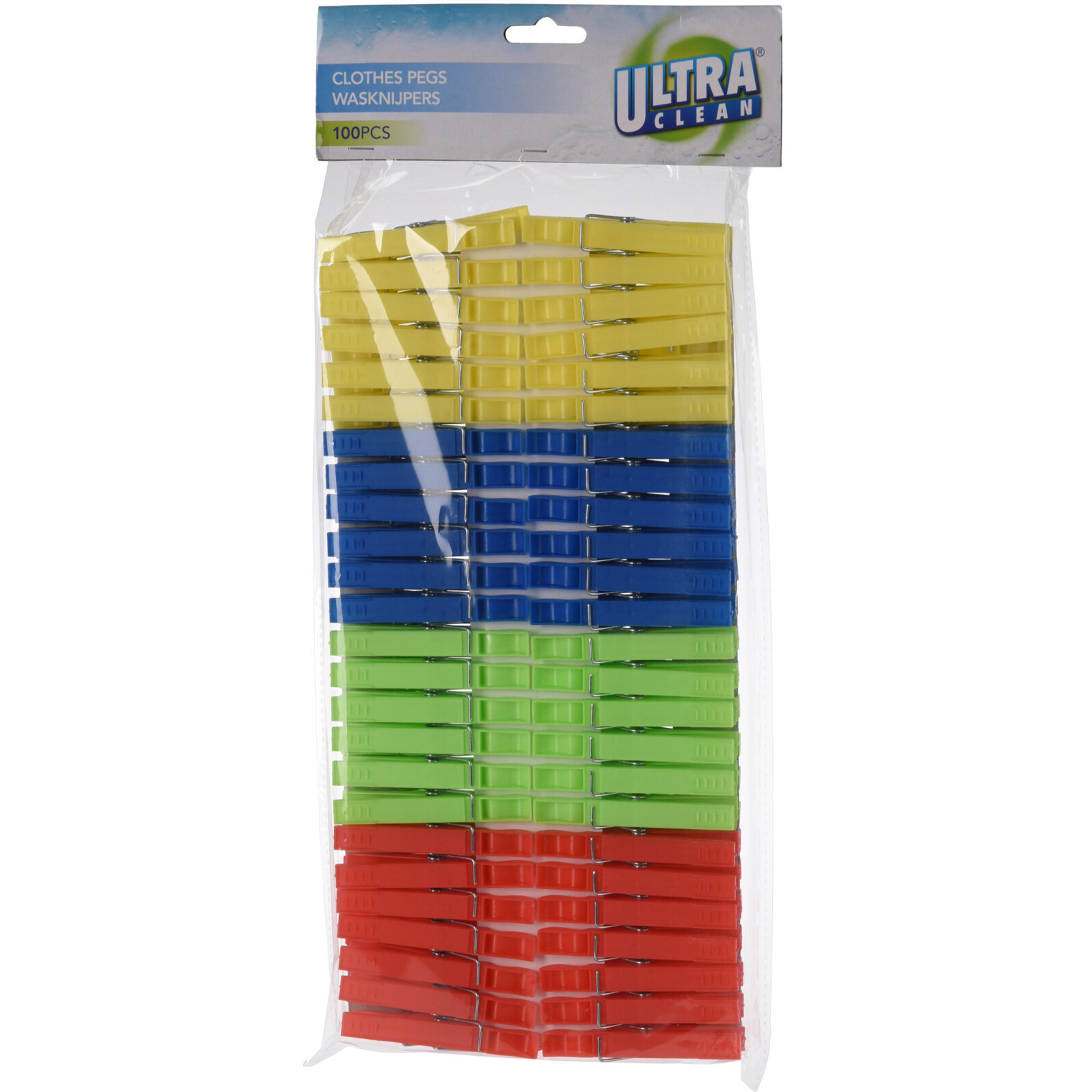 Wasknijpers - 100x - kunststof - gekleurd - 8 cm -