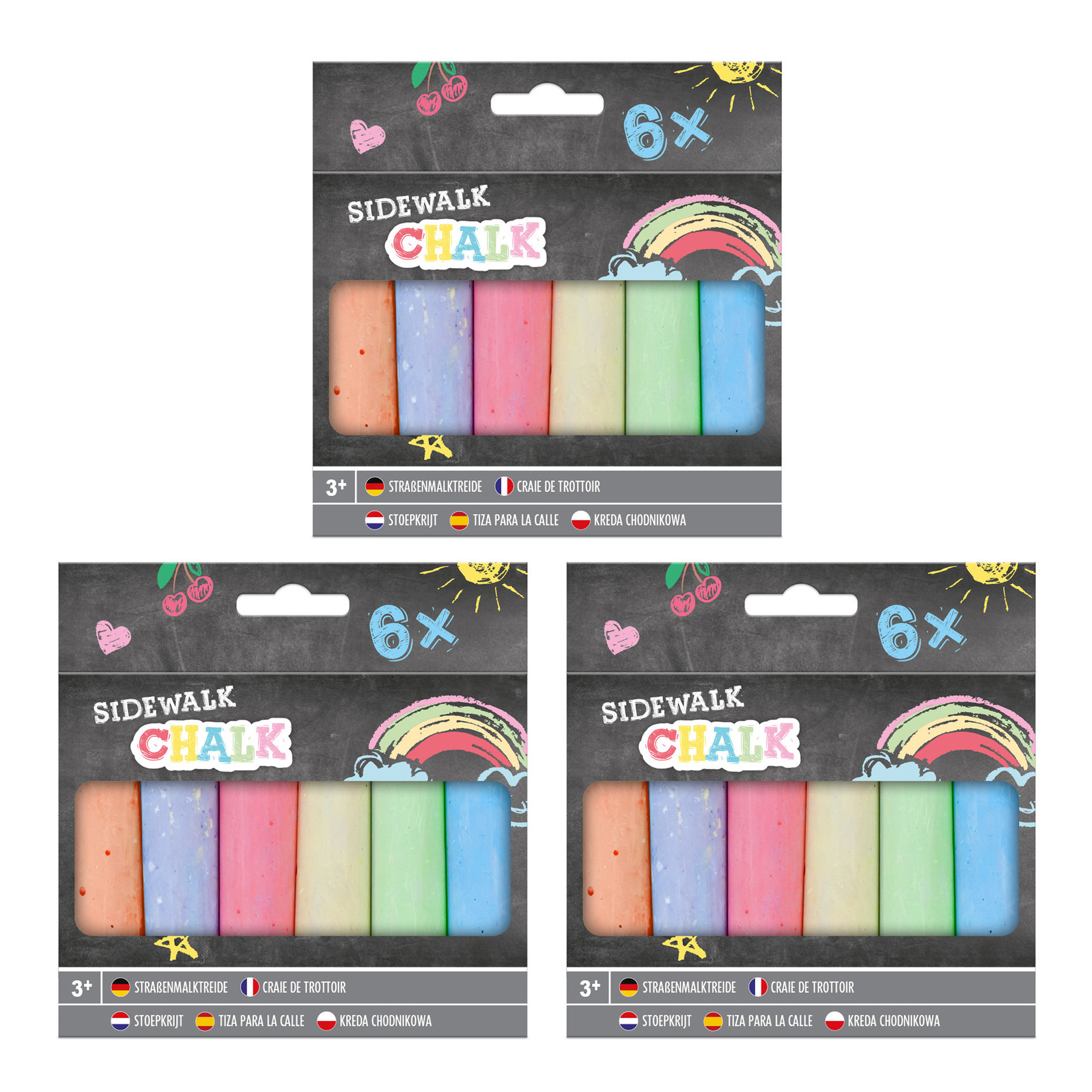 Stoepkrijt - 18 stuks - multi kleuren - L14 cm -