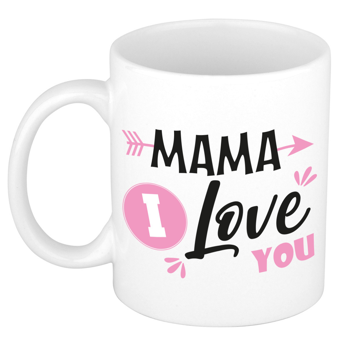 Cadeau koffie/thee mok voor mama - roze - love mama - keramiek - 300 ml - Moederdag -