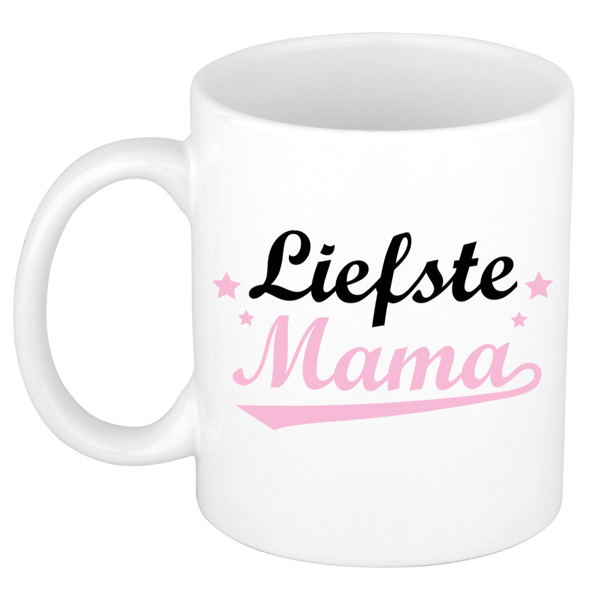 Cadeau koffie/thee mok voor mama - roze - de liefste - keramiek - 300 ml - Moederdag -