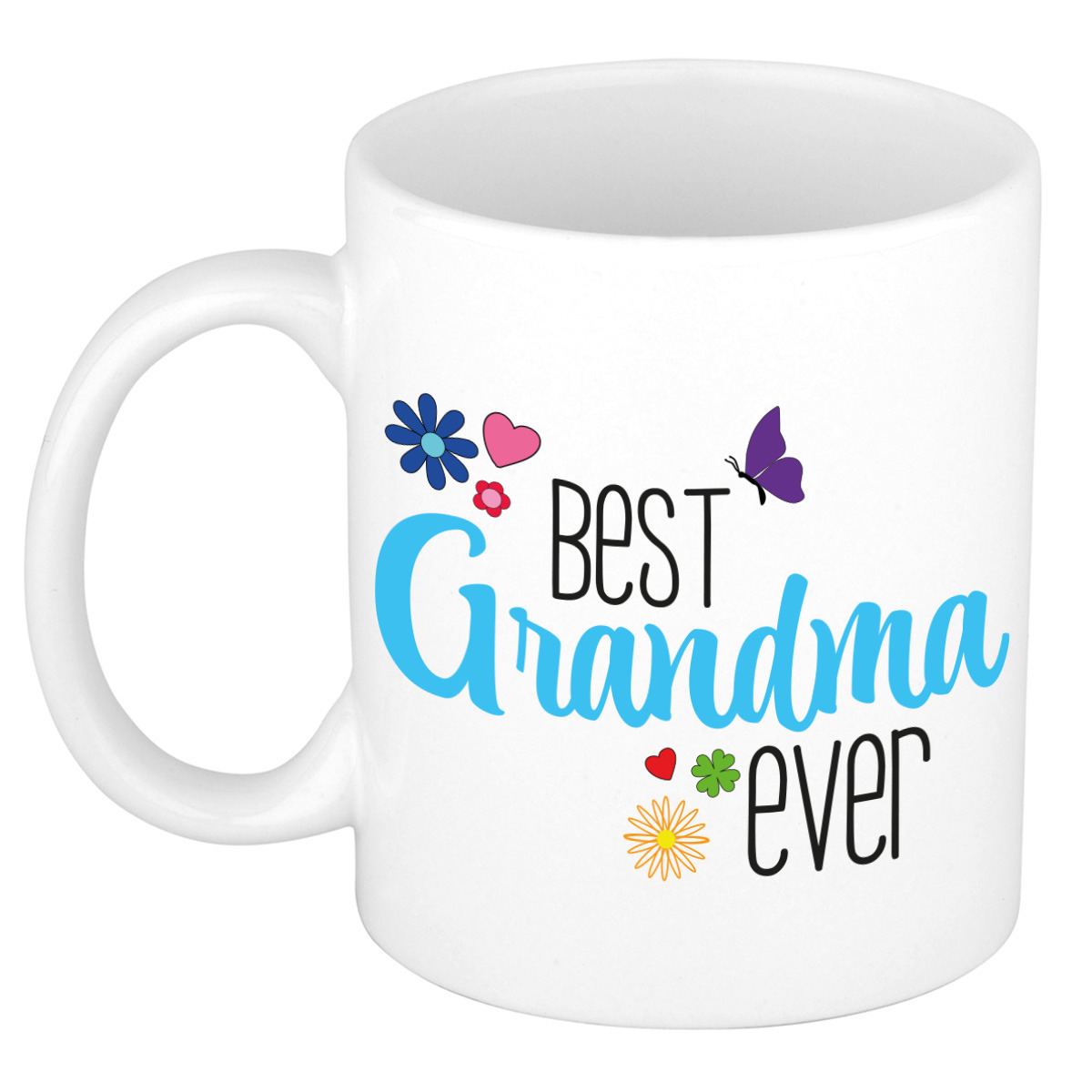 Cadeau koffie/thee mok voor oma - blauw - beste oma - keramiek - 300 ml -