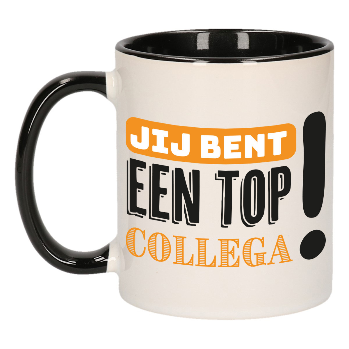Cadeau koffie/thee mok voor collega - oranje - keramiek - 300 ml - top collega -