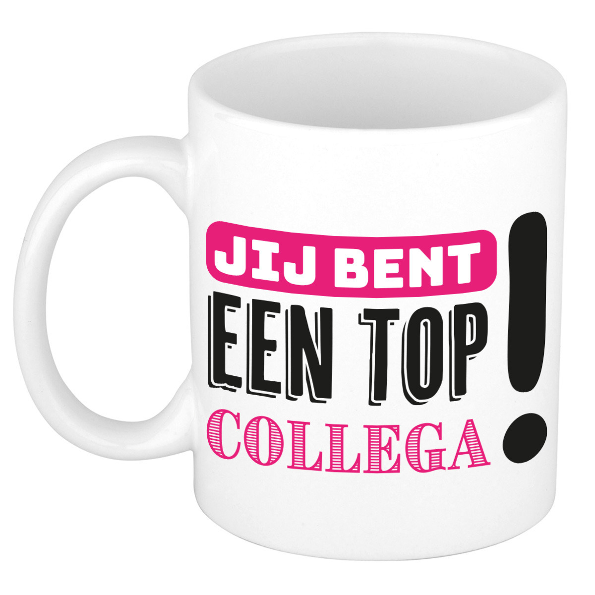 Cadeau koffie/thee mok voor collega - roze - keramiek - 300 ml - top collega -