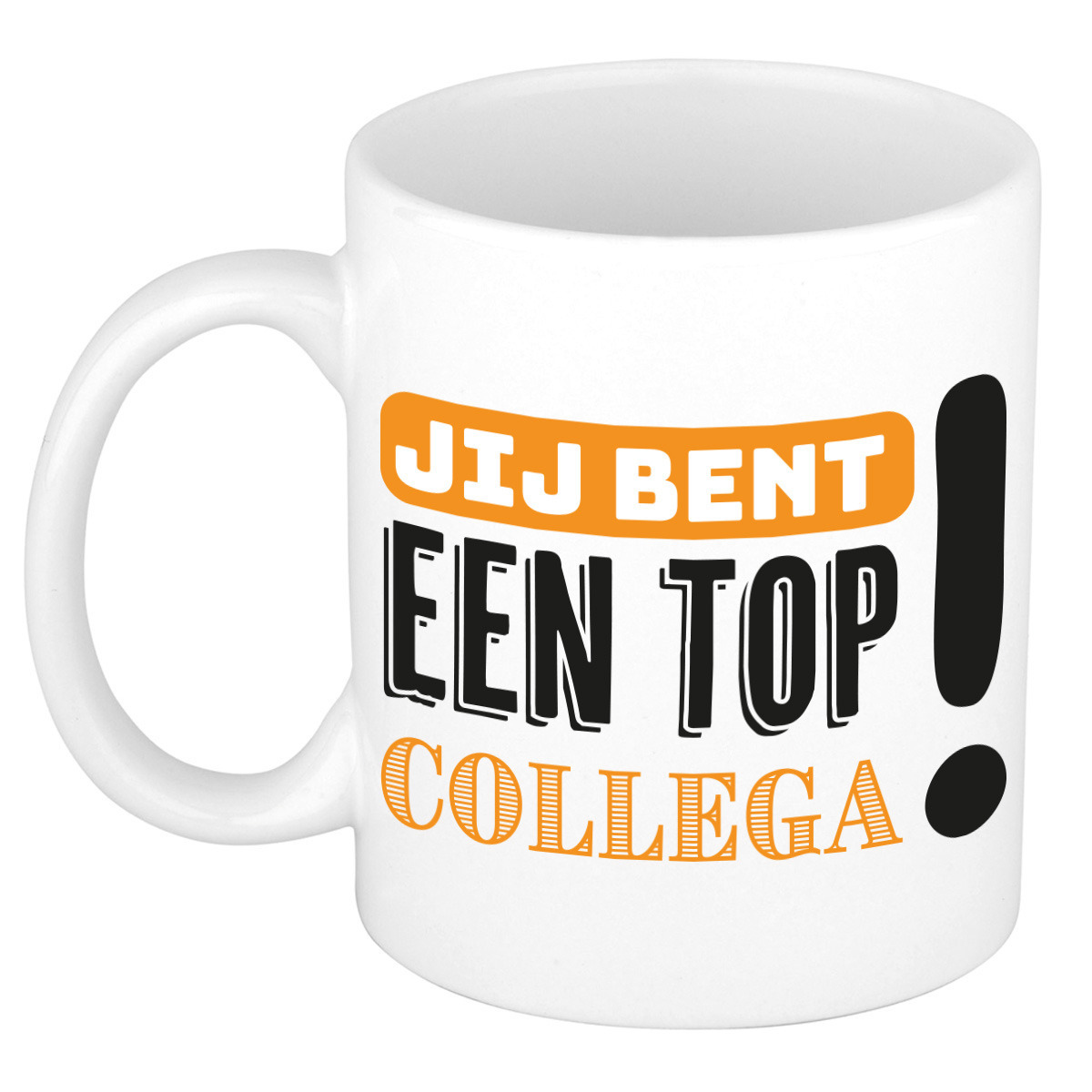 Cadeau koffie/thee mok voor collega - oranje - keramiek - 300 ml - top collega -