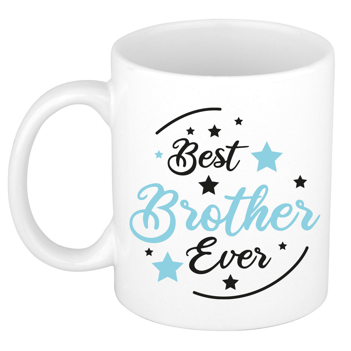 Cadeau koffie/thee mok voor broer - blauw - de beste - keramiek - 300 ml -