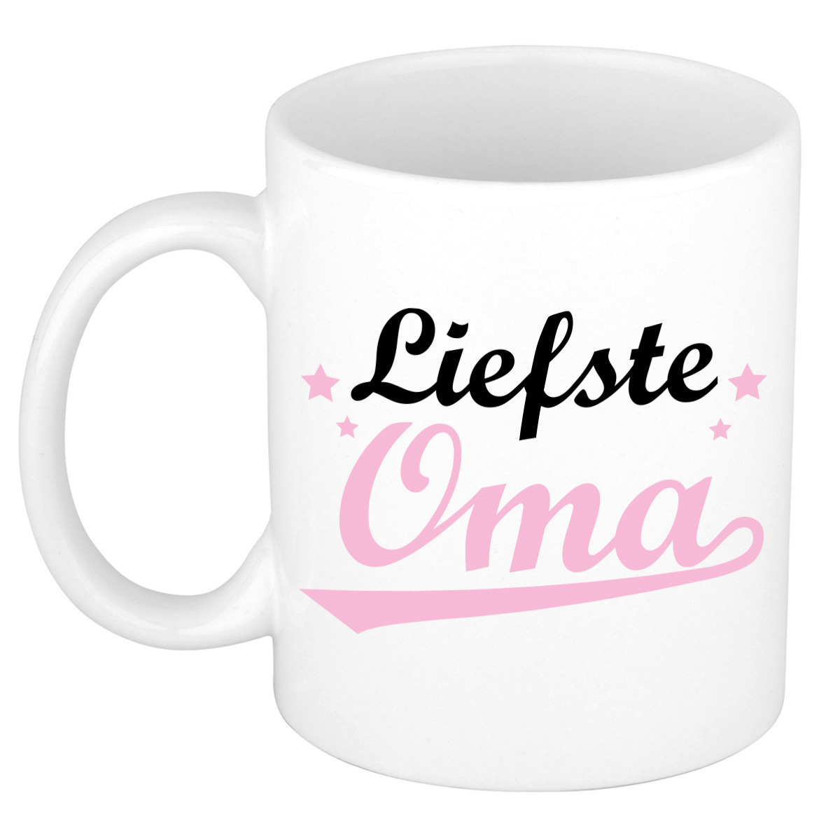Cadeau koffie/thee mok voor oma - roze - de liefste - keramiek - 300 ml -