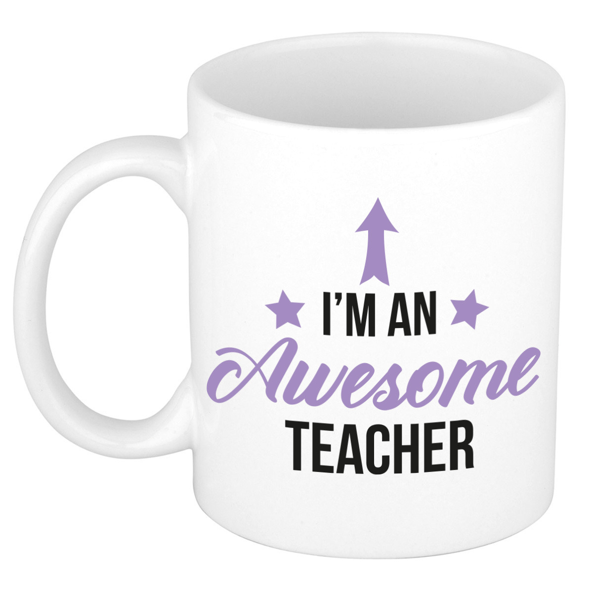 Cadeau koffie/thee mok voor leraar - paars - de beste - keramiek - 300 ml - Meester en juffen dag -