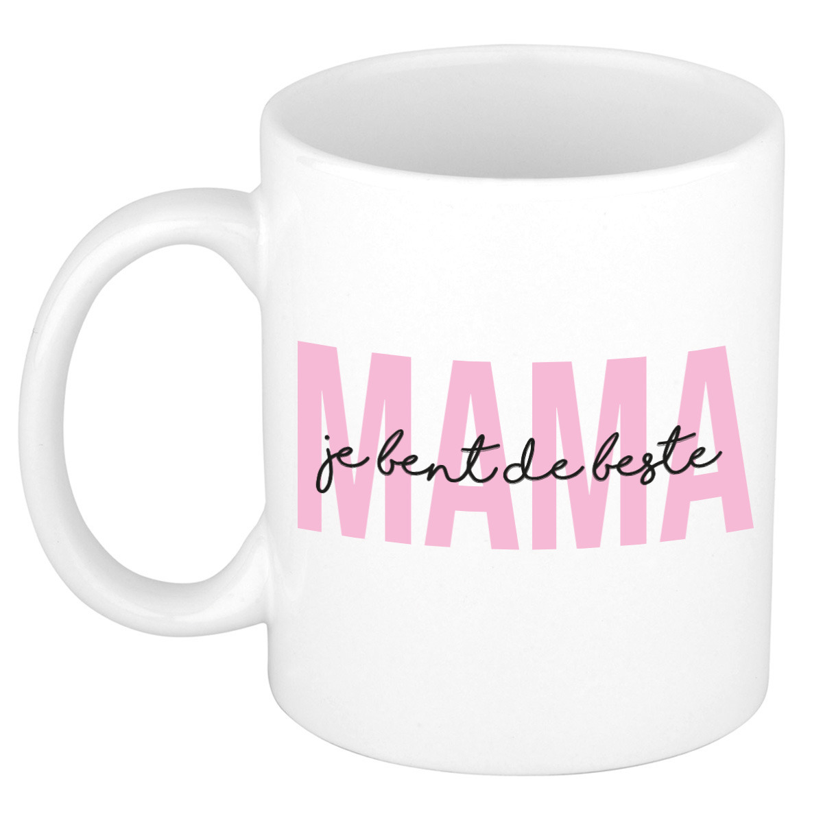 Cadeau koffie/thee mok voor mama - roze - de beste - keramiek - 300 ml - Moederdag -