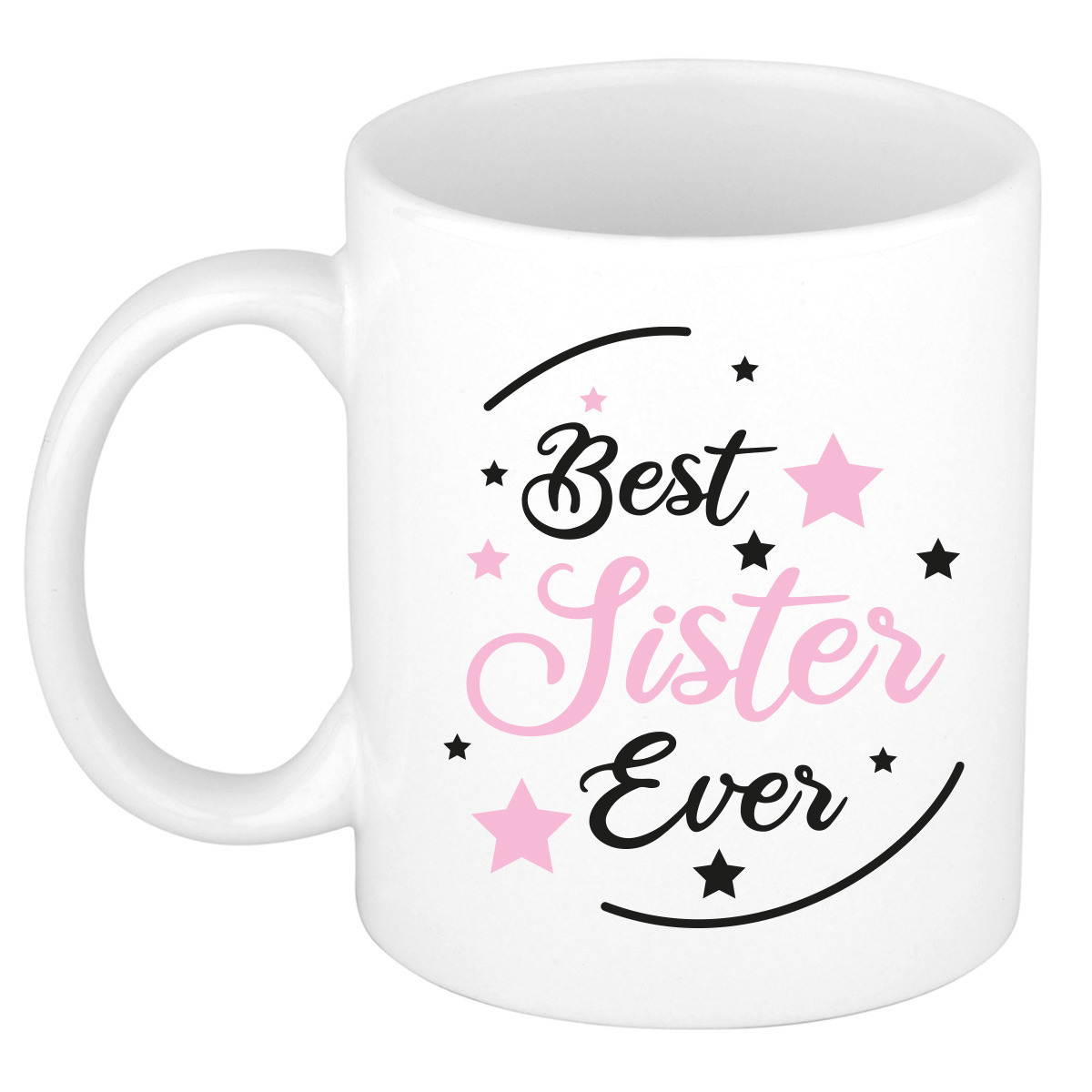 Cadeau koffie/thee mok voor zus - roze - de beste - keramiek - 300 ml -