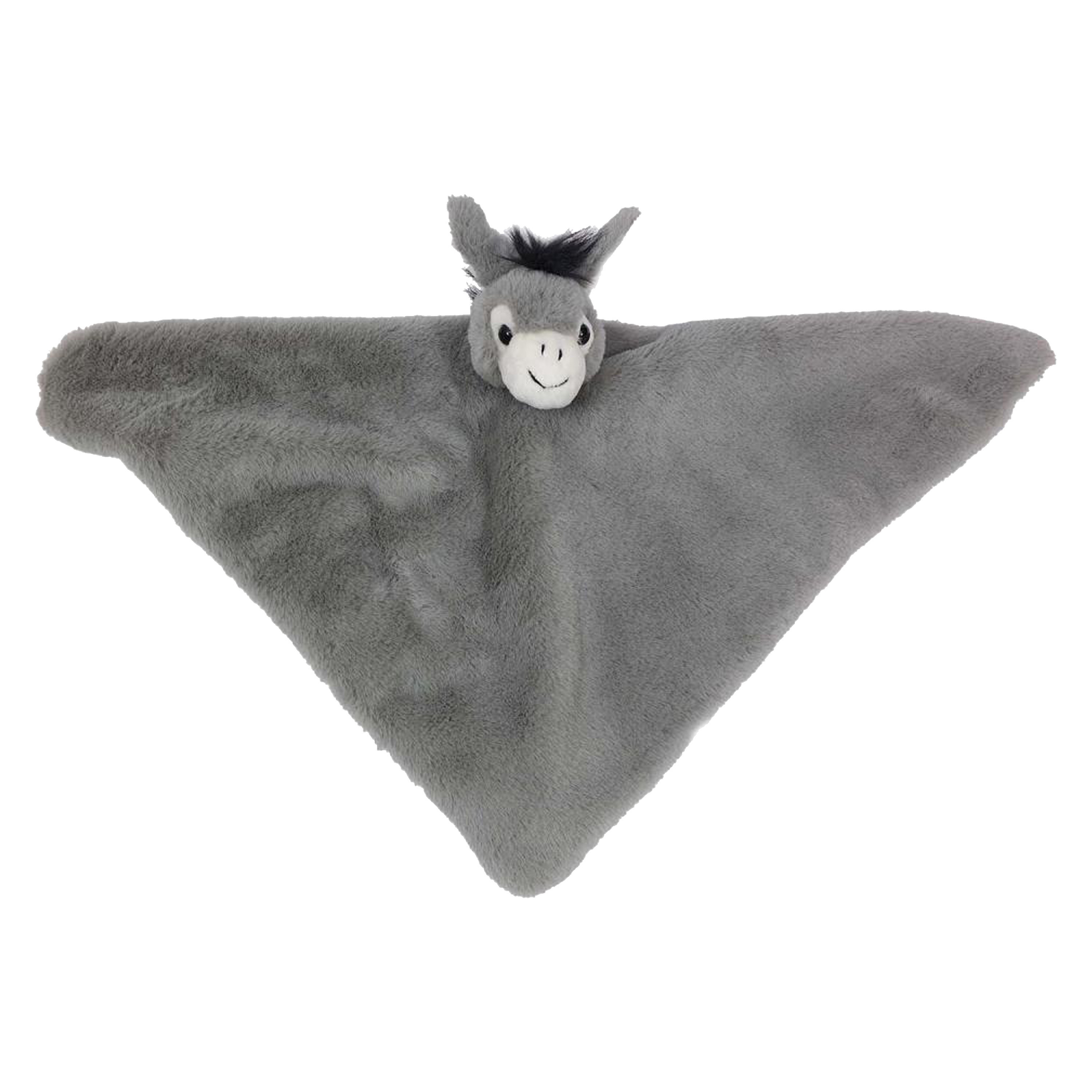 Knuffeldier Ezel - zachte pluche stof - tuttel/knuffeldoekje - grijs - 45 cm -