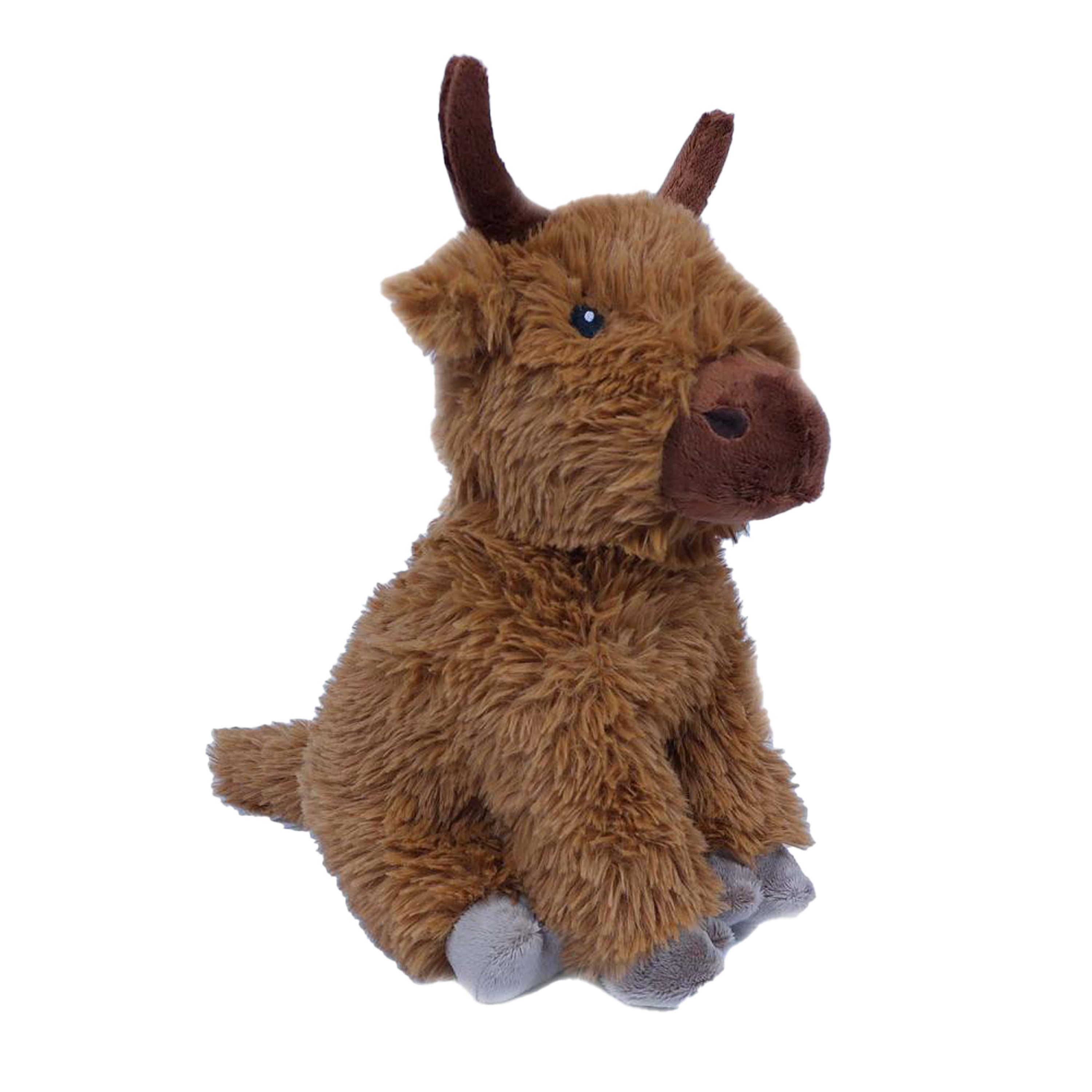Knuffeldier Schotse Hooglander Koe - zachte pluche stof - kwaliteit knuffels - bruin - 25 cm -