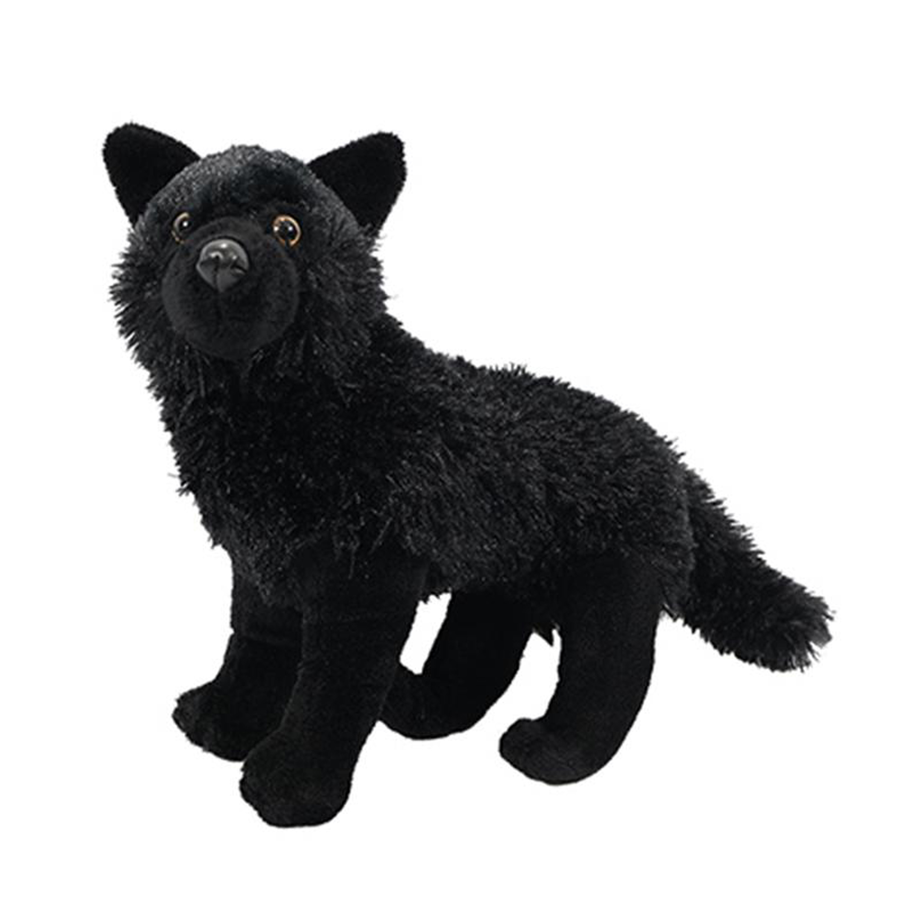 Knuffeldier Wolf - zachte pluche stof - zwart - kwaliteit knuffels - 30 cm -