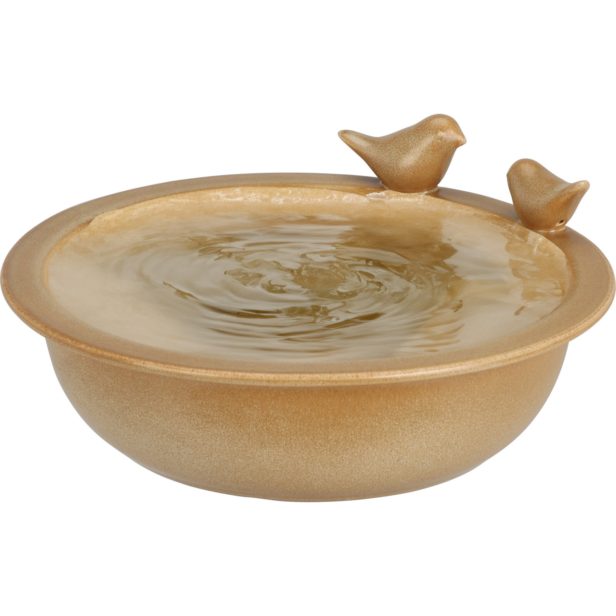 Vogelbad/voederschaal - lichtbruin - keramiek - D24 x H10 cm - drinkschaal voor tuinvogels -