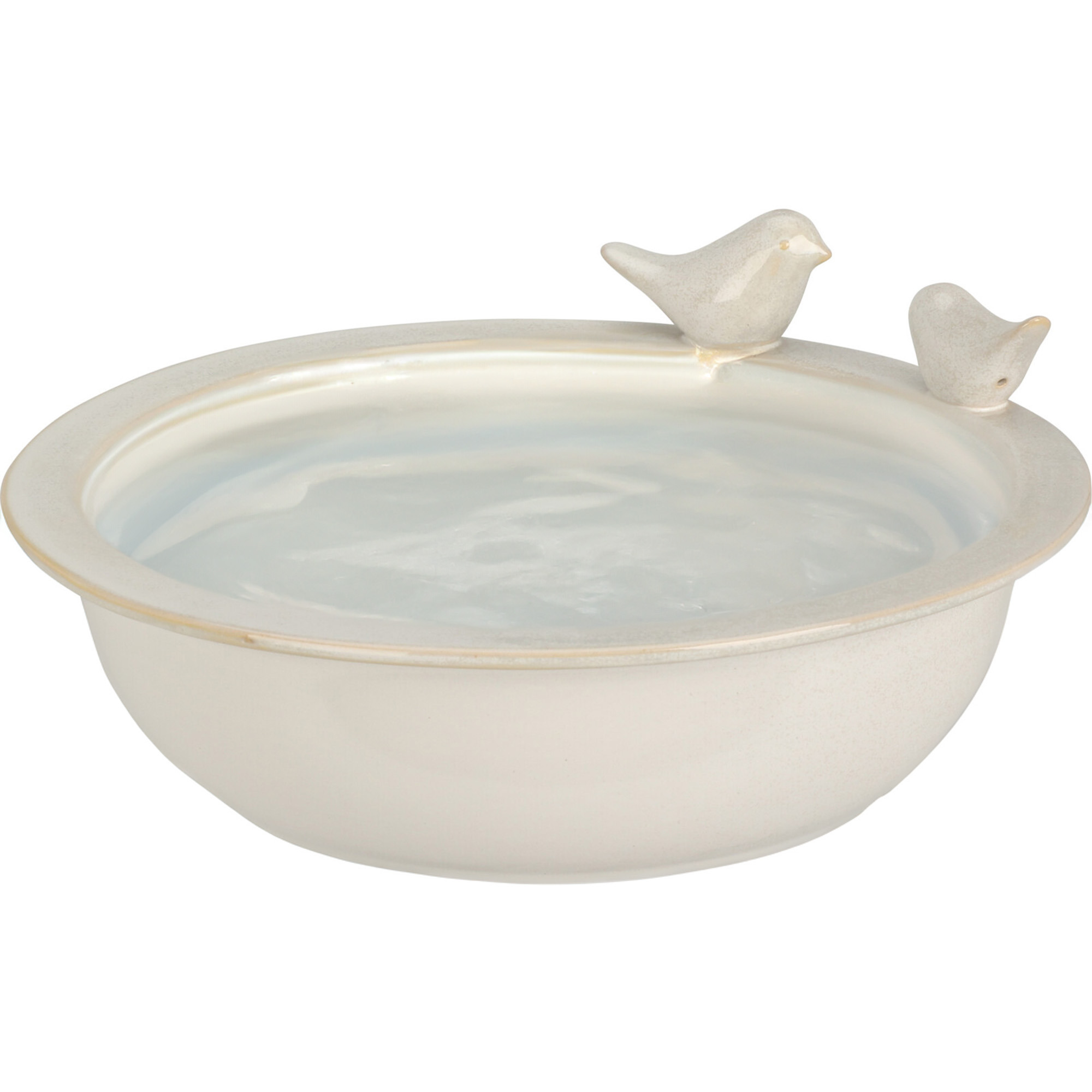 Vogelbad/voederschaal - wit - keramiek - D24 x H10 cm - drinkschaal voor tuinvogels -